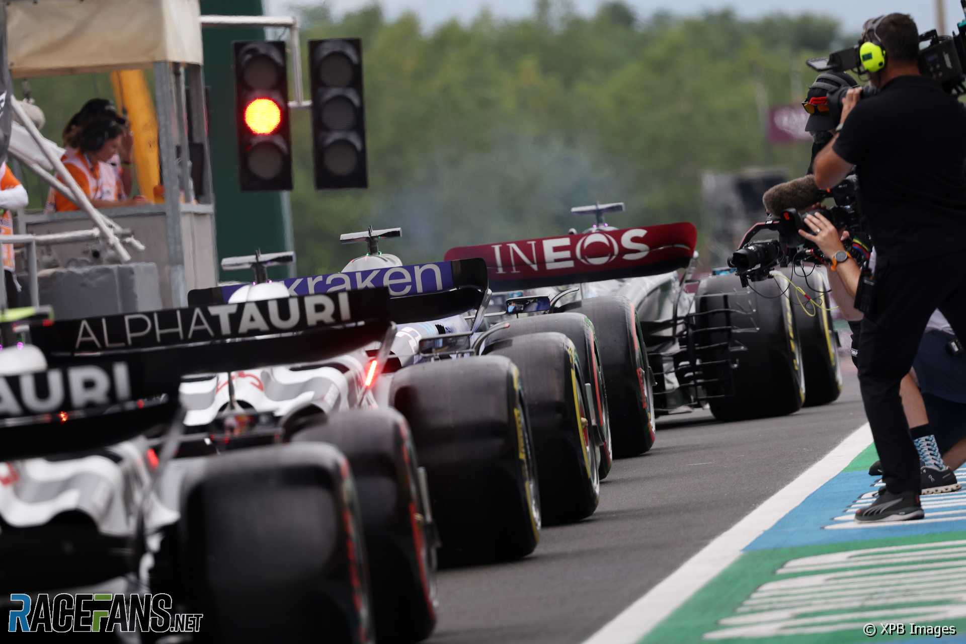 Cars in pits, Hungaroring, 2023