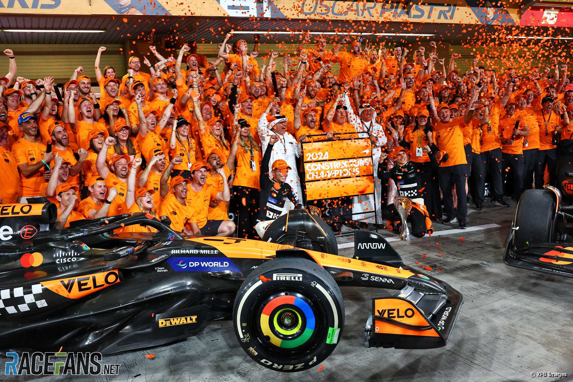 McLaren celebrate their constructors' championship win, Yas Marina, 2024